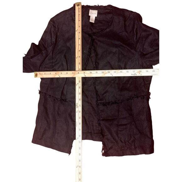 Beautiful CHICO’S Black Linen Jacket with Bell Sleeves and Fringe Hem Size Chico - Picture 9 of 11